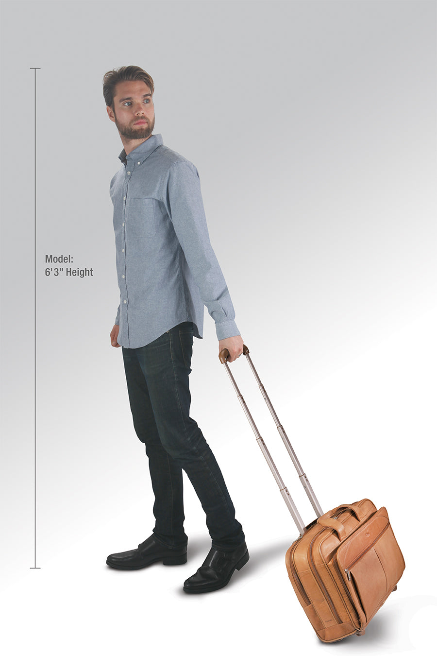 Walker Brown Leather Rolling Briefcase