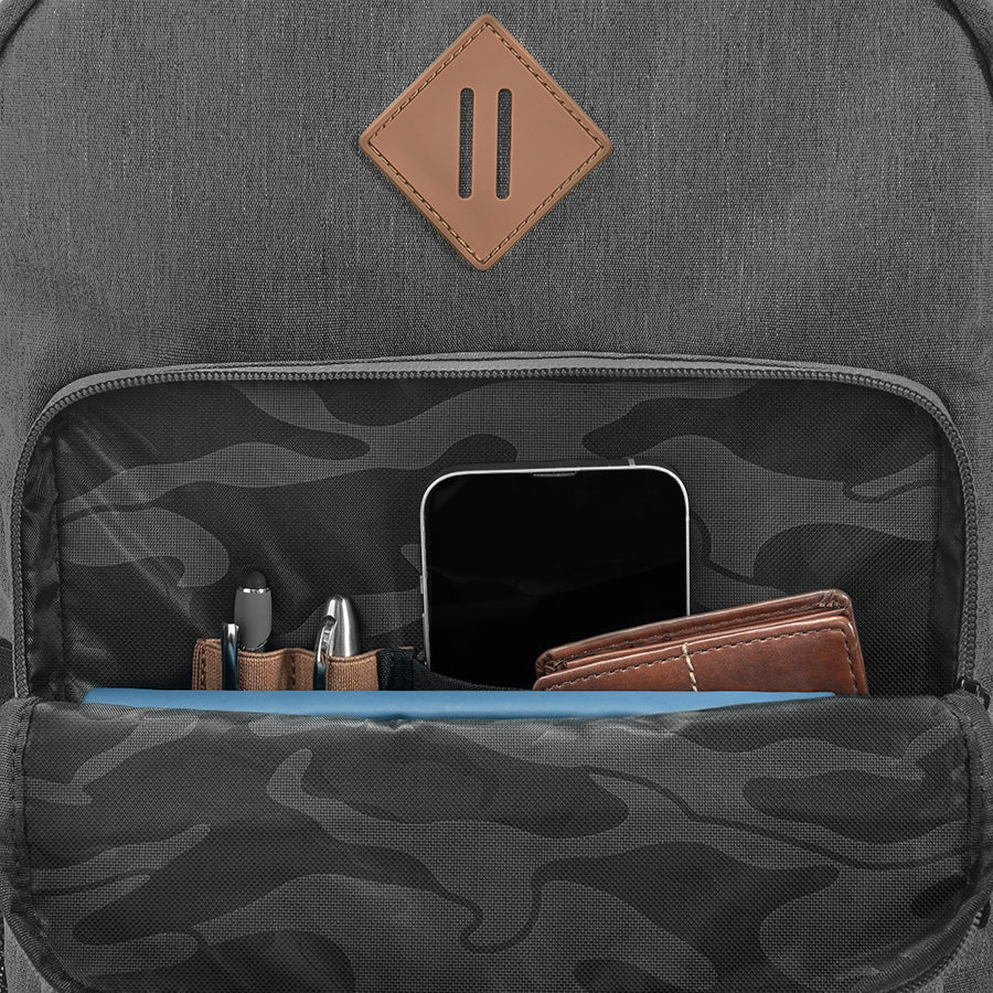 Re:Fresh Machine Washable Backpack grey front pocket