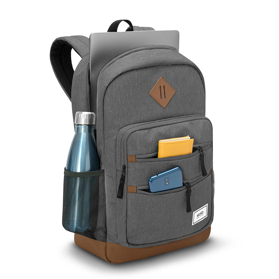 Re:Fresh Machine Washable Backpack grey pocket view