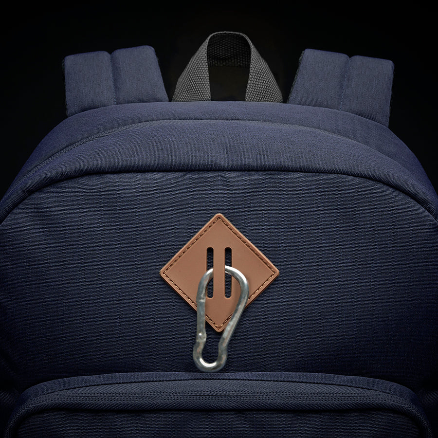 Re:Fresh Machine Washable Backpack blue latch and carabiner