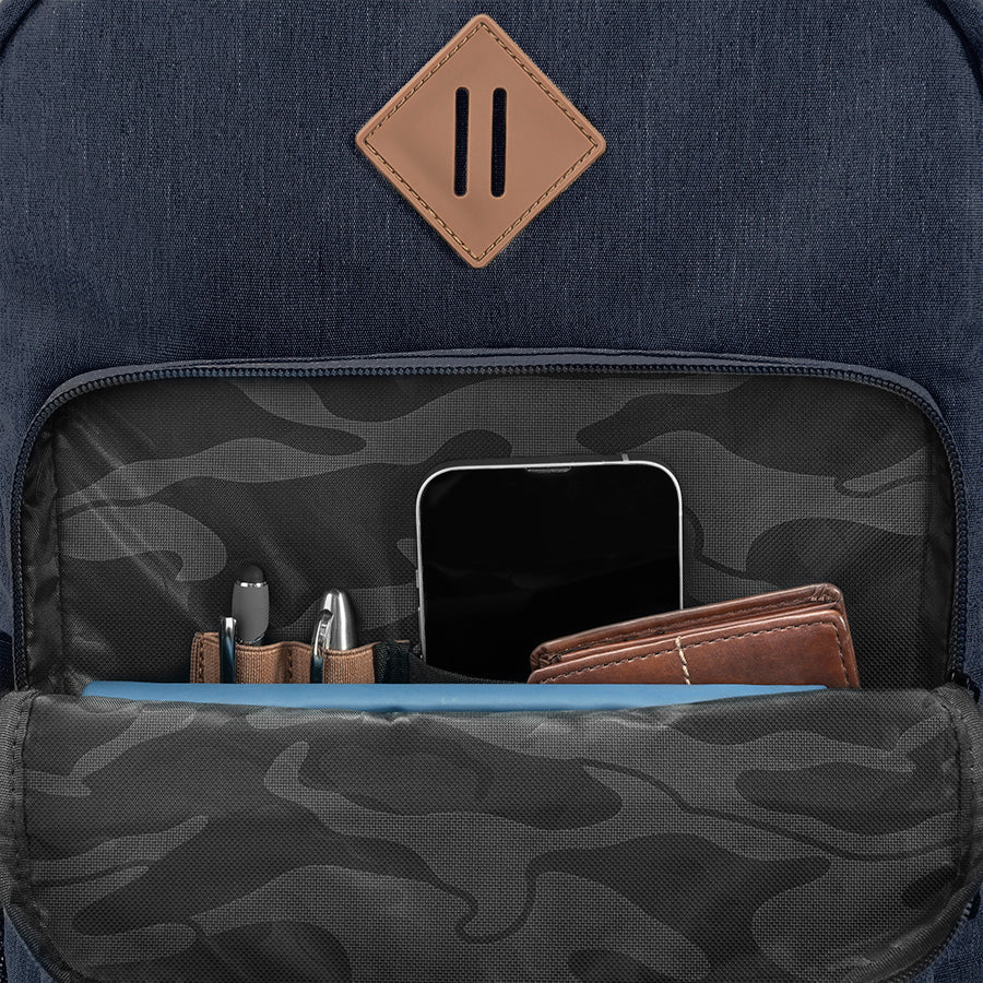 Re:Fresh Machine Washable Backpack blue front pocket