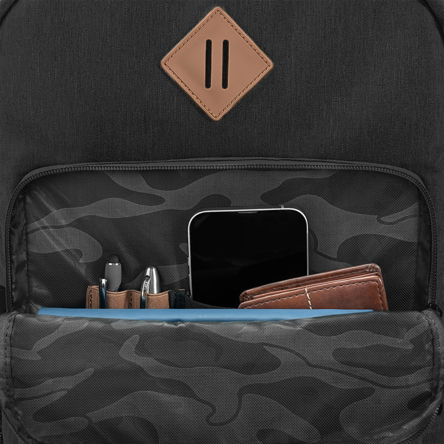 Re:Fresh Machine Washable Backpack black front pocket