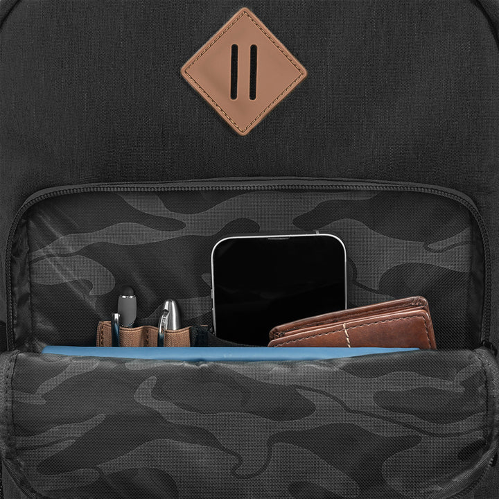 Re:Fresh Machine Washable Backpack black front pocket