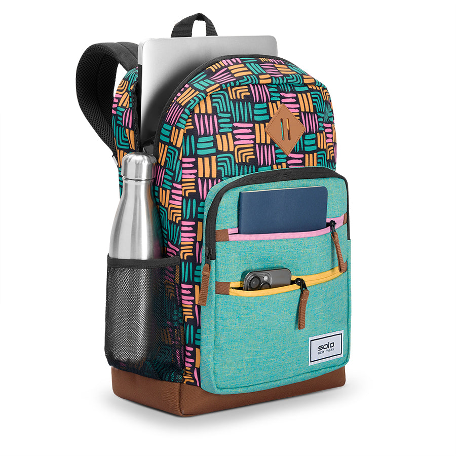 Re:Fresh Machine Washable Backpack in Teal, angle view #teal