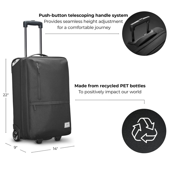 Solo Re:treat Carry-on in black feature highlights 