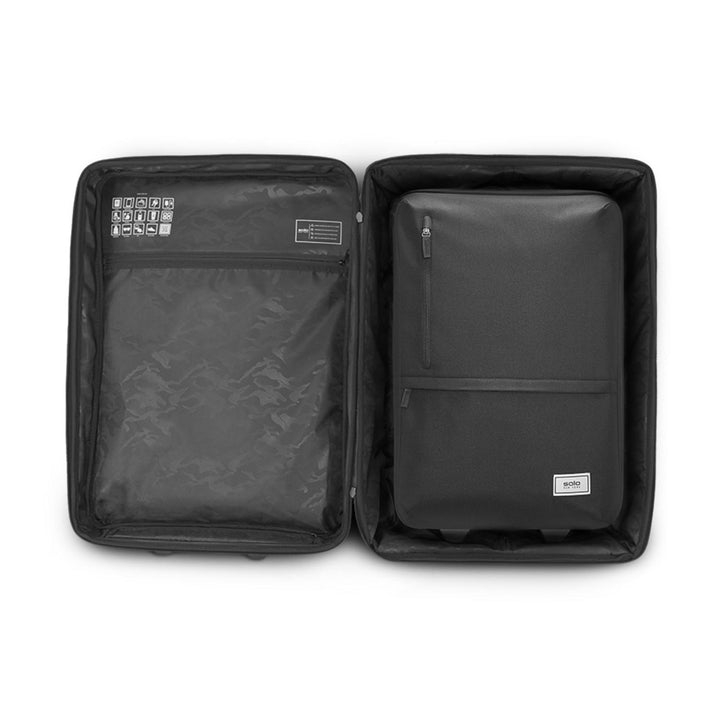 view showcasing interior size of Solo Re:treat Carry-on in black